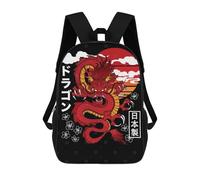 sinyumoney 4Girls Japanese Red Dragon Backpack 3D Printed Boy School Backpack Casual Daypack Lightweight Rucksack for Middle School Students 17inch
