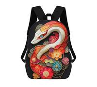 sinyumoney 4Girls Japanese Snake Art Backpack 3D Printed Boy School Backpack Casual Daypack Lightweight Rucksack for Middle School Students 17inch