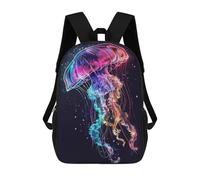sinyumoney 4Girls Jellyfish Neon Animal Backpack 3D Printed Boy School Backpack Casual Daypack Lightweight Rucksack for Middle School Students 17inch