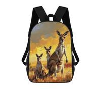 sinyumoney 4Girls Kangaroo Trio Backpack 3D Printed Boy School Backpack Casual Daypack Lightweight Rucksack for Middle School Students 17inch