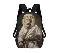 sinyumoney 4Girls Karate Lion Backpack 3D Printed Boy School Backpack Casual Daypack Lightweight Rucksack for Middle School Students 17inch
