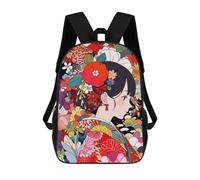 sinyumoney 4Girls Kimono Pattern Girl Anime Backpack 3D Printed Boy School Backpack Casual Daypack Lightweight Rucksack for Middle School Students 17inch
