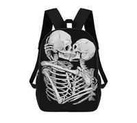 sinyumoney 4Girls Kiss Skull Love Backpack 3D Printed Boy School Backpack Casual Daypack Lightweight Rucksack for Middle School Students 17inch