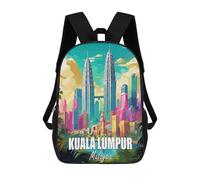 sinyumoney 4Girls Kuala Lumpur Malaysia Backpack 3D Printed Boy School Backpack Casual Daypack Lightweight Rucksack for Middle School Students 17inch