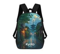 sinyumoney 4Girls Kyoto Japan Street Rain Backpack 3D Printed Boy School Backpack Casual Daypack Lightweight Rucksack for Middle School Students 17inch