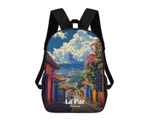 sinyumoney 4Girls La Paz, Bolivia Street View Backpack 3D Printed Boy School Backpack Casual Daypack Lightweight Rucksack for Middle School Students 17inch