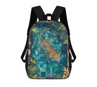 sinyumoney 4Girls Leopard Swimming in Pool Backpack 3D Printed Boy School Backpack Casual Daypack Lightweight Rucksack for Middle School Students 17inch