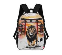 sinyumoney 4Girls Lion Japan Painting Backpack 3D Printed Boy School Backpack Casual Daypack Lightweight Rucksack for Middle School Students 17inch