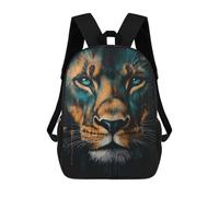 sinyumoney 4Girls Lion Portrait in Teal And Orange Backpack 3D Printed Boy School Backpack Casual Daypack Lightweight Rucksack for Middle School Students 17inch