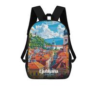 sinyumoney 4Girls Ljubljana, Slovenia Cityscape Illustration Backpack 3D Printed Boy School Backpack Casual Daypack Lightweight Rucksack for Middle School Students 17inch
