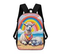 sinyumoney 4Girls Llama Their Young Beach Backpack 3D Printed Boy School Backpack Casual Daypack Lightweight Rucksack for Middle School Students 17inch