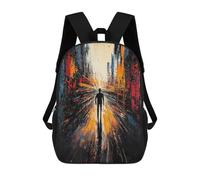sinyumoney 4Girls Lone Journey - Expressionist Abstract Urban Vision Backpack 3D Printed Boy School Backpack Casual Daypack Lightweight Rucksack for Middle School Students 17inch