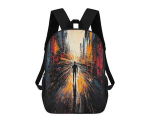 sinyumoney 4Girls Lone Journey - Expressionist Abstract Urban Vision Backpack 3D Printed Boy School Backpack Casual Daypack Lightweight Rucksack for Middle School Students 17inch