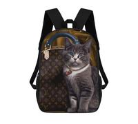 sinyumoney 4Girls Luxury Cat Backpack 3D Printed Boy School Backpack Casual Daypack Lightweight Rucksack for Middle School Students 17inch