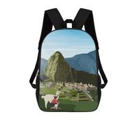 sinyumoney 4Girls Machu Picchu Travel Print Backpack 3D Printed Boy School Backpack Casual Daypack Lightweight Rucksack for Middle School Students 17inch