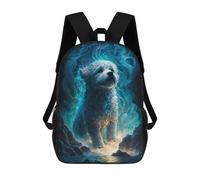 sinyumoney 4Girls Magical Canine Aurora Backpack 3D Printed Boy School Backpack Casual Daypack Lightweight Rucksack for Middle School Students 17inch