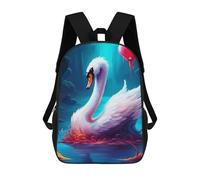 sinyumoney 4Girls Magical Swan with Heart Backpack 3D Printed Boy School Backpack Casual Daypack Lightweight Rucksack for Middle School Students 17inch