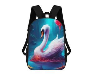 sinyumoney 4Girls Magical Swan with Heart Backpack 3D Printed Boy School Backpack Casual Daypack Lightweight Rucksack for Middle School Students 17inch