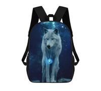 sinyumoney 4Girls Magical Wolf Necklace Artwork Backpack 3D Printed Boy School Backpack Casual Daypack Lightweight Rucksack for Middle School Students 17inch