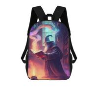 sinyumoney 4Girls Magician Casting Spell in Library Backpack 3D Printed Boy School Backpack Casual Daypack Lightweight Rucksack for Middle School Students 17inch