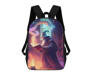 sinyumoney 4Girls Magician Casting Spell in Library Backpack 3D Printed Boy School Backpack Casual Daypack Lightweight Rucksack for Middle School Students 17inch