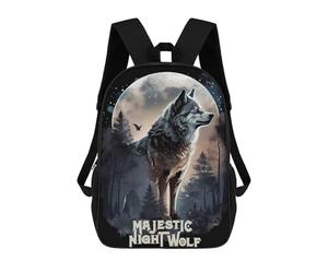 sinyumoney 4Girls Majestic Night Wolf Backpack 3D Printed Boy School Backpack Casual Daypack Lightweight Rucksack for Middle School Students 17inch