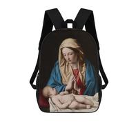 sinyumoney 4Girls Mary Worshiping The Child Backpack 3D Printed Boy School Backpack Casual Daypack Lightweight Rucksack for Middle School Students 17inch