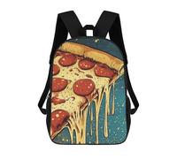 sinyumoney 4Girls Melted Pepperoni Pizza Backpack 3D Printed Boy School Backpack Casual Daypack Lightweight Rucksack for Middle School Students 17inch