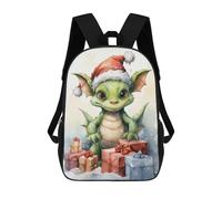 sinyumoney 4Girls Merry Tiny Dragon Xmas Backpack 3D Printed Boy School Backpack Casual Daypack Lightweight Rucksack for Middle School Students 17inch