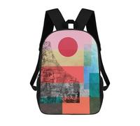 sinyumoney 4Girls Modern Collage 03 Backpack 3D Printed Boy School Backpack Casual Daypack Lightweight Rucksack for Middle School Students 17inch