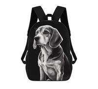 sinyumoney 4Girls Monochrome Beagle Portrait Backpack 3D Printed Boy School Backpack Casual Daypack Lightweight Rucksack for Middle School Students 17inch