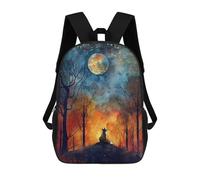 sinyumoney 4Girls Moonlit Fox Dreams Backpack 3D Printed Boy School Backpack Casual Daypack Lightweight Rucksack for Middle School Students 17inch