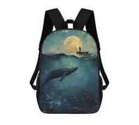 sinyumoney 4Girls Moonlit Sea Journey Backpack 3D Printed Boy School Backpack Casual Daypack Lightweight Rucksack for Middle School Students 17inch