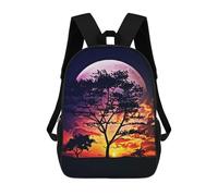 sinyumoney 4Girls Moonlit Silhouette Landscape Backpack 3D Printed Boy School Backpack Casual Daypack Lightweight Rucksack for Middle School Students 17inch
