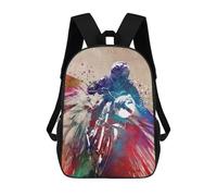 sinyumoney 4Girls Motorcycle Watercolor Art Backpack 3D Printed Boy School Backpack Casual Daypack Lightweight Rucksack for Middle School Students 17inch