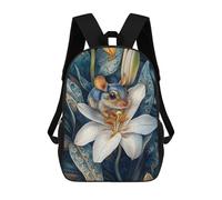 sinyumoney 4Girls Mouse On White Lily Backpack 3D Printed Boy School Backpack Casual Daypack Lightweight Rucksack for Middle School Students 17inch