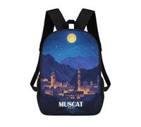 sinyumoney 4Girls Muscat, Oman Nightscape Illustration Backpack 3D Printed Boy School Backpack Casual Daypack Lightweight Rucksack for Middle School Students 17inch
