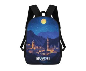 sinyumoney 4Girls Muscat, Oman Nightscape Illustration Backpack 3D Printed Boy School Backpack Casual Daypack Lightweight Rucksack for Middle School Students 17inch