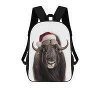 sinyumoney 4Girls Muskox Wearing A Santa Hat Backpack 3D Printed Boy School Backpack Casual Daypack Lightweight Rucksack for Middle School Students 17inch