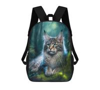 sinyumoney 4Girls Mystical Forest Cat Backpack 3D Printed Boy School Backpack Casual Daypack Lightweight Rucksack for Middle School Students 17inch