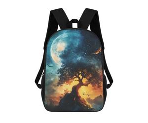 sinyumoney 4Girls Mystical Tree Under Moon Backpack 3D Printed Boy School Backpack Casual Daypack Lightweight Rucksack for Middle School Students 17inch