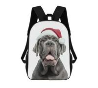 sinyumoney 4Girls Neapolitan Mastiff Dog with Santa Hat Portrait Backpack 3D Printed Boy School Backpack Casual Daypack Lightweight Rucksack for Middle School Students 17inch
