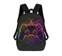 sinyumoney 4Girls Neon Gaming Controller Art Backpack 3D Printed Boy School Backpack Casual Daypack Lightweight Rucksack for Middle School Students 17inch