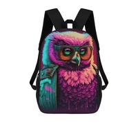 sinyumoney 4Girls Neon Owl with Sunglasses Backpack 3D Printed Boy School Backpack Casual Daypack Lightweight Rucksack for Middle School Students 17inch