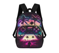 sinyumoney 4Girls Neon Paradise Gaming Horizon Backpack 3D Printed Boy School Backpack Casual Daypack Lightweight Rucksack for Middle School Students 17inch