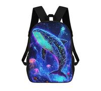 sinyumoney 4Girls Neon Whale Deep Sea Backpack 3D Printed Boy School Backpack Casual Daypack Lightweight Rucksack for Middle School Students 17inch