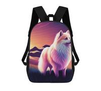 sinyumoney 4Girls Neon Wolf in Twilight Backpack 3D Printed Boy School Backpack Casual Daypack Lightweight Rucksack for Middle School Students 17inch