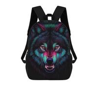 sinyumoney 4Girls Neon Wolf Portrait Backpack 3D Printed Boy School Backpack Casual Daypack Lightweight Rucksack for Middle School Students 17inch