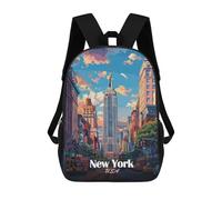 sinyumoney 4Girls New York Cityscape with Empire State Backpack 3D Printed Boy School Backpack Casual Daypack Lightweight Rucksack for Middle School Students 17inch
