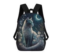 sinyumoney 4Girls Night Whiskers And Wildflowers Backpack 3D Printed Boy School Backpack Casual Daypack Lightweight Rucksack for Middle School Students 17inch
